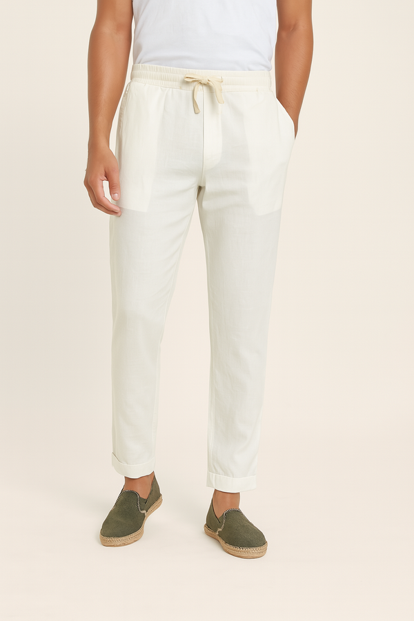 pantaloni di lino bianco
