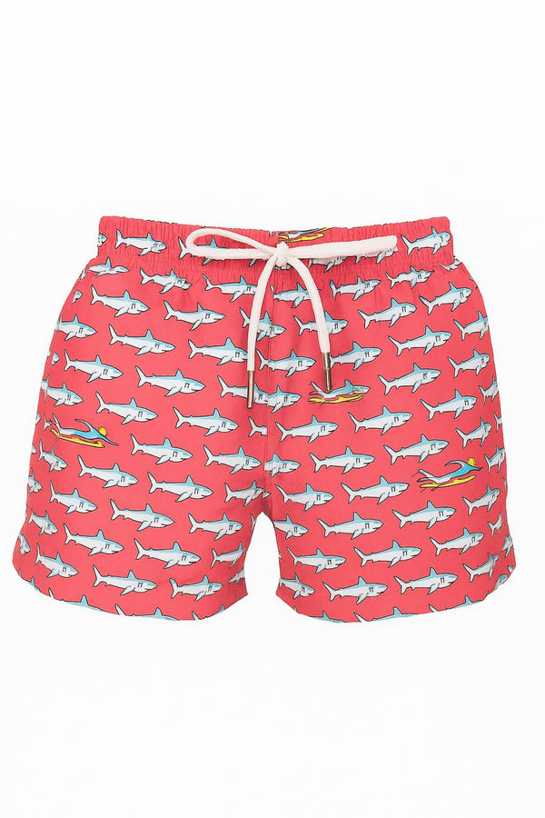 Costume bimbo rosso con squaletti e surf