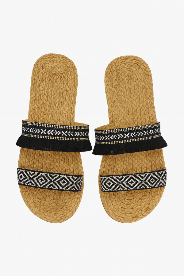 sandali di paglia neri