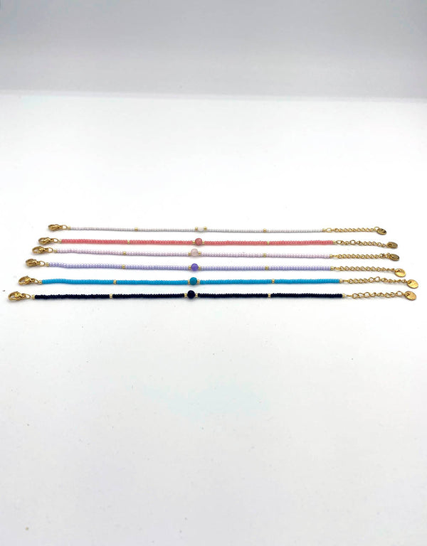 Bracciale in acciaio quarzi e pietre