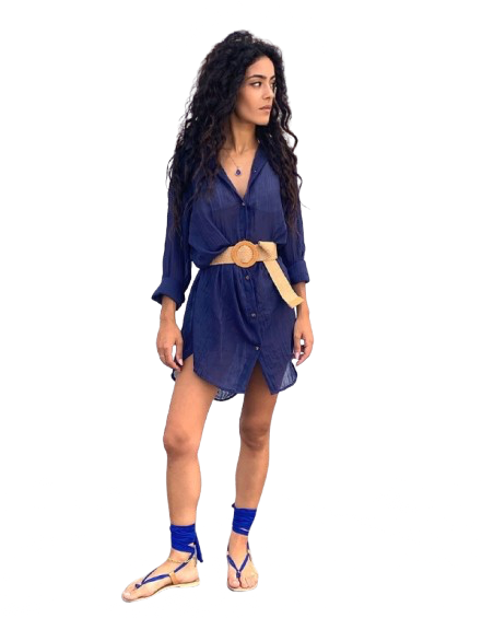 Camicione donna tinta unita blu notte