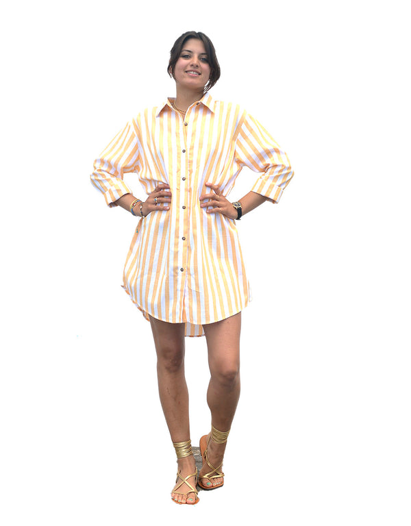 Camicione donna a righe larghe giallo