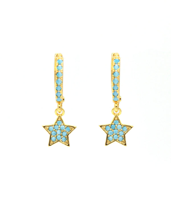 Orecchini a cerchio con pendente stellina brillantini