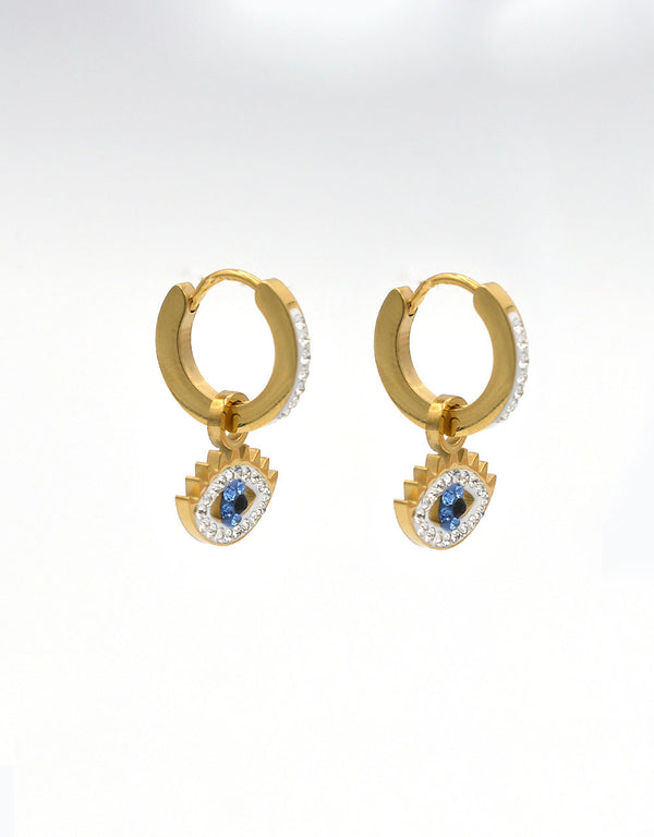 Orecchini occhio in acciaio dorato