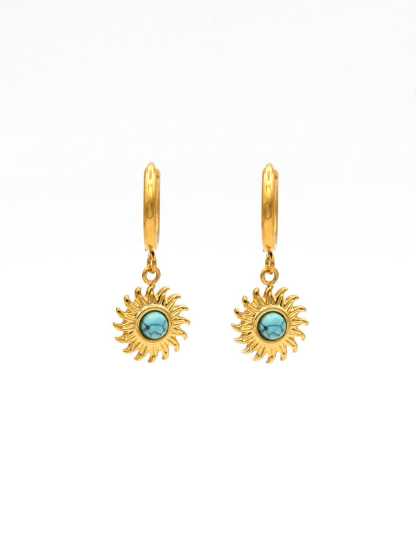 Orecchini sole piccolo in acciaio dorato