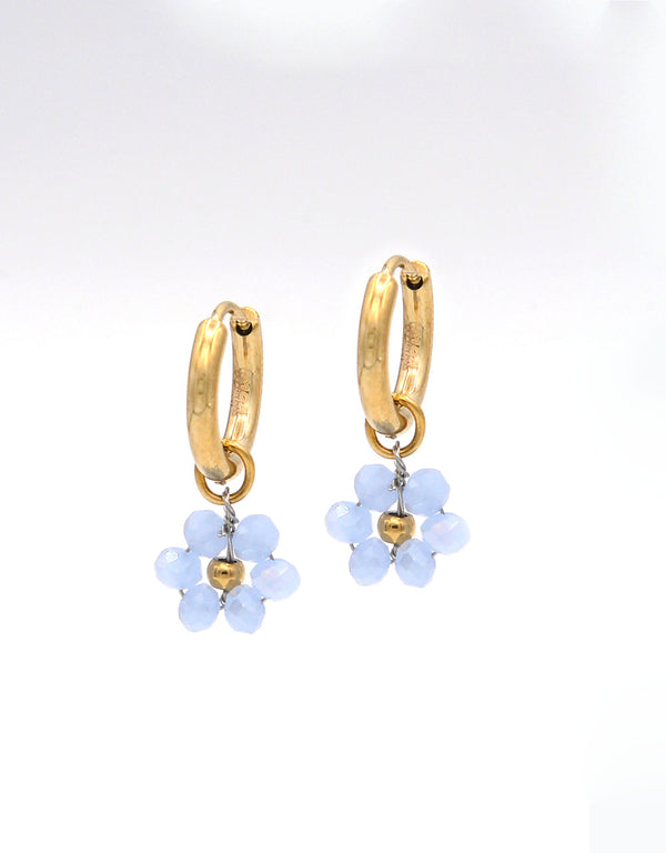 Orecchini margherite quarzi acciaio dorato